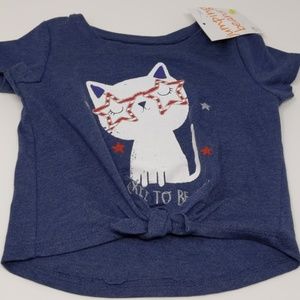 Infant girls USA cat front tie t-shirt